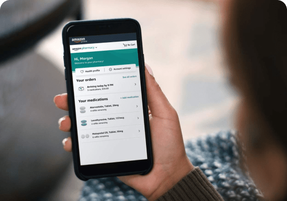 amazon pharmacy dashboard on phone
