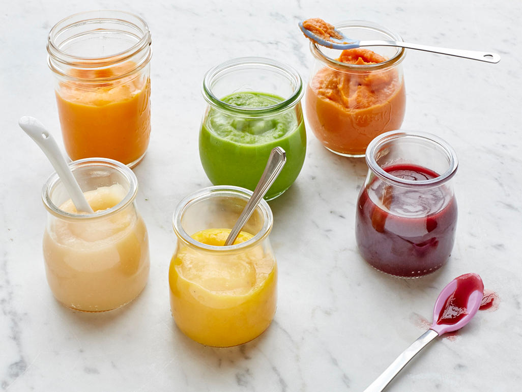 Colourful pots of puree