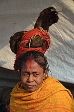 Sadhvi or female Sadhu at the Gangasagar Fair transit camp, Kolkata.