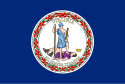 Navy blue flag with the circular Seal of Virginia centered on it.