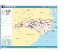 Kaart van State of North Carolina