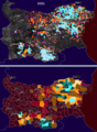 Distribution of Turks according to the 2001 census