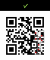 Codi QR (versió 2-M) encara llegible amb 8 bits danyats en 8 bytes.