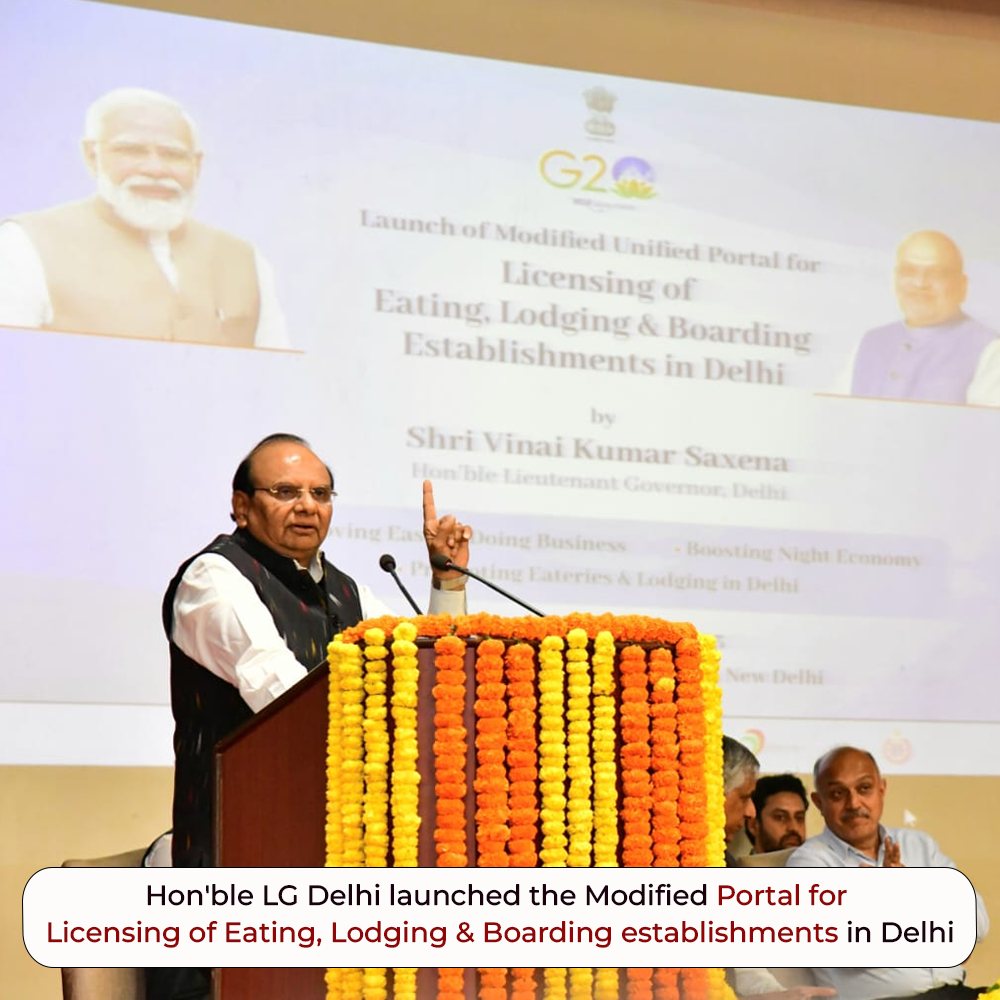 Image of Launch of modified portal for Licensing of Eating, Lodging & Boarding establishments in Delhi.