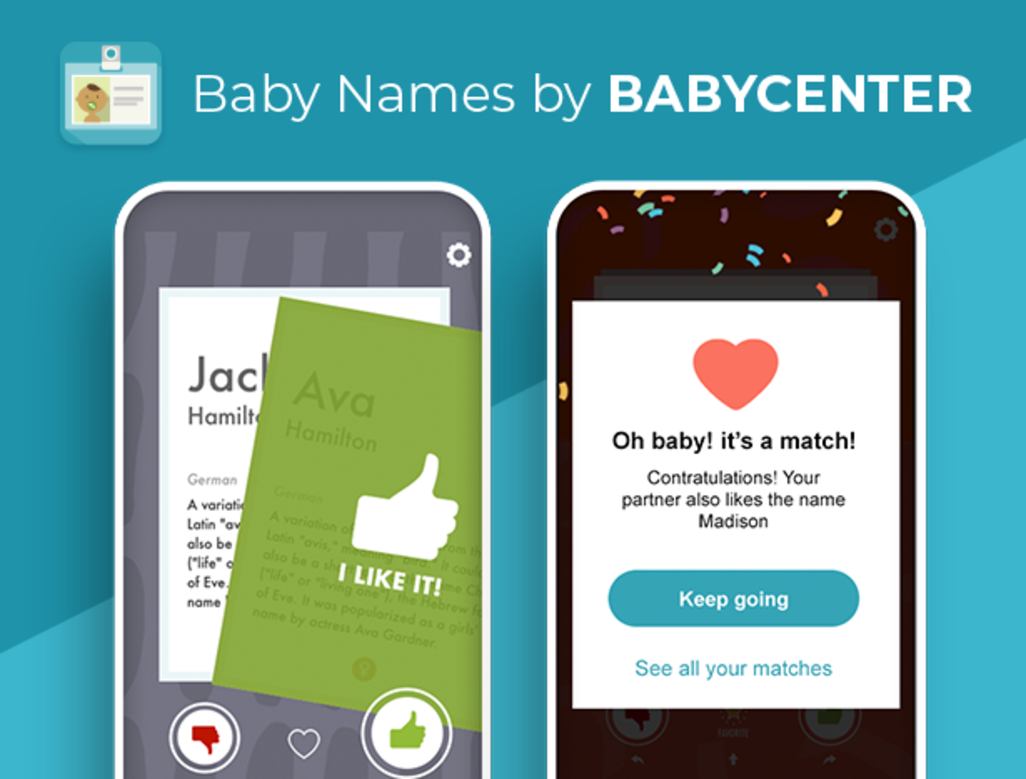 screenshots of babycenter baby names app