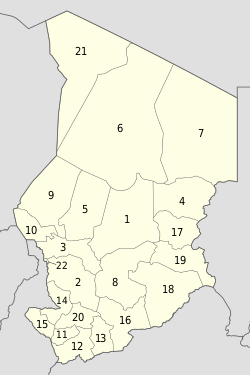 Chad regions map-numbered 2008-02.svg