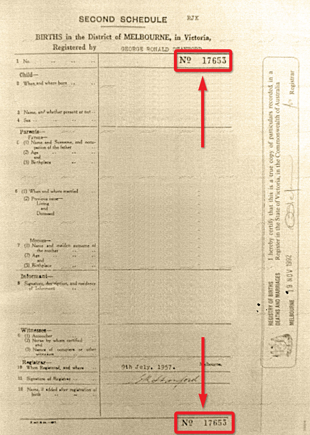 sample birth certificate