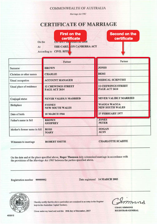 sample marriage certificate