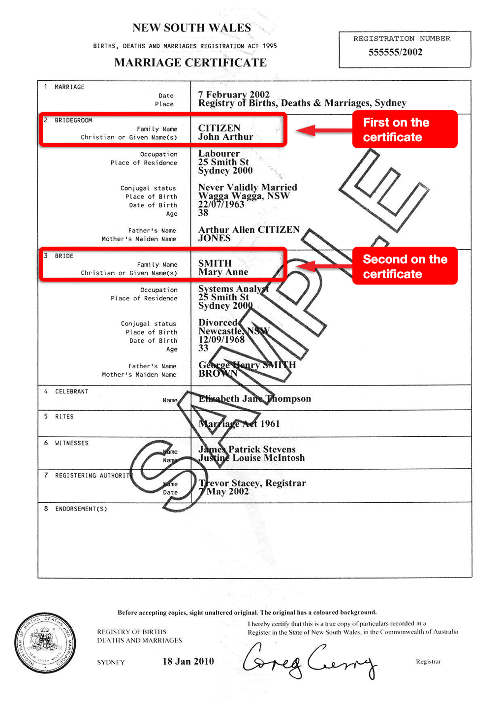 sample marriage certificate