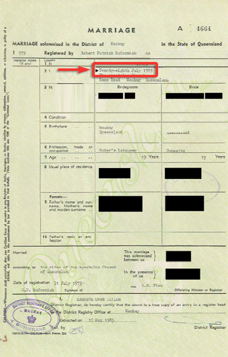 sample marriage certificate