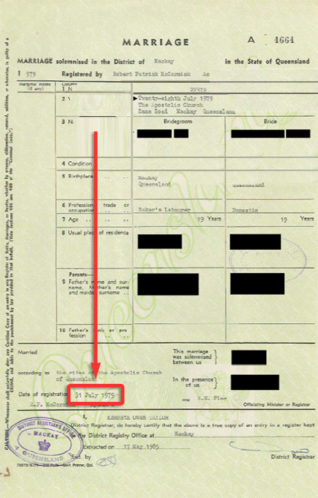 sample marriage certificate