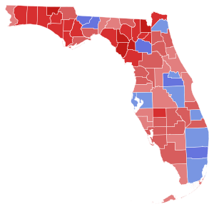 2018 Florida gubernatorial election results map by county 2.svg