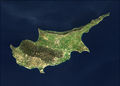 Cyprus seen from space (courtesy NASA) Chypre vue depuis l'espace (source: Nasa)