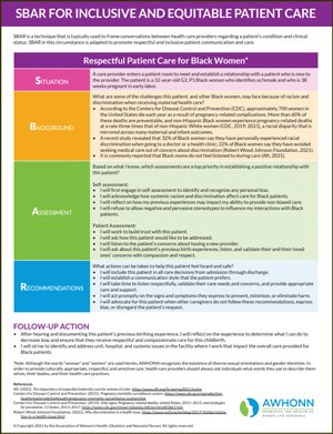 AWHONN Clinical Practice: Respectful Maternity Care for Individuals with Substance Use Disorder (SUD) SBAR