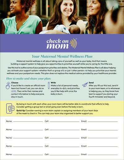 Check on Mom Your Maternal Mental Wellness Plan