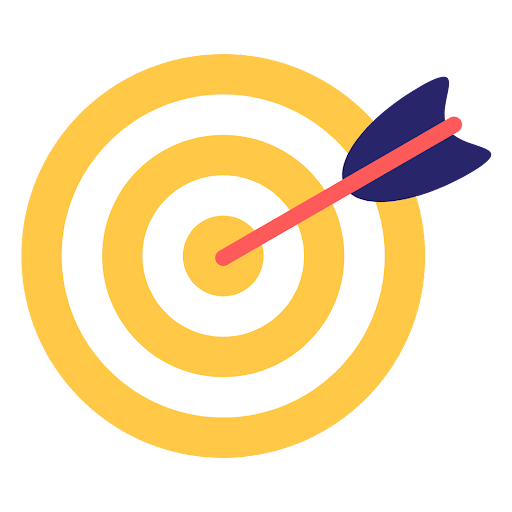 Yellow target with arrow hitting the bullseye