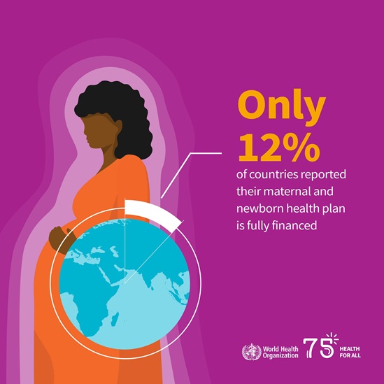 Only 12 percent of countries reported their maternal and newborn health plan is fully financed