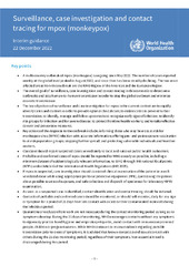 Surveillance, case investigation and contact tracing for mpox (monkeypox): interim guidance, 22 December 2022