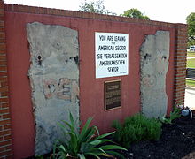 Display of two sections of the Wall and a "You are leaving" sign at Fort Gordon, Georgia, US