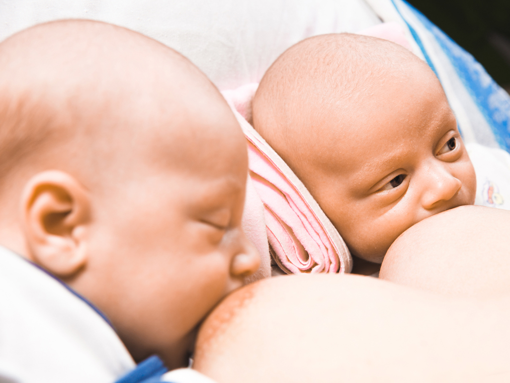 Mum breastfeeding twins