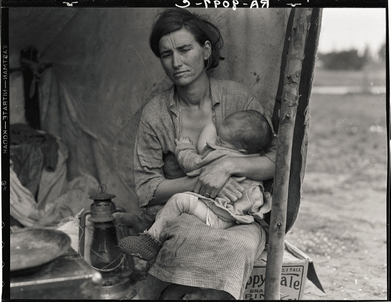 US Depression-era photo of woman with baby