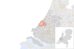 Highlighted position of The Hague in a municipal map of South Holland