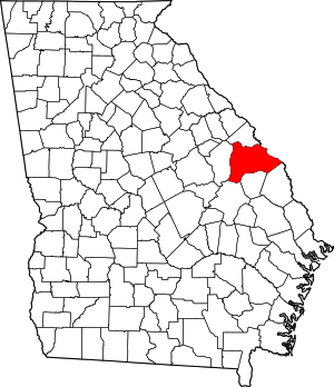 Map of Georgia highlighting Burke County