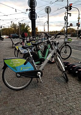 Shared bikes in Prague, Czech Republic