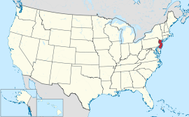 Map of the United States with ਨਿਊ ਜਰਸੀ highlighted