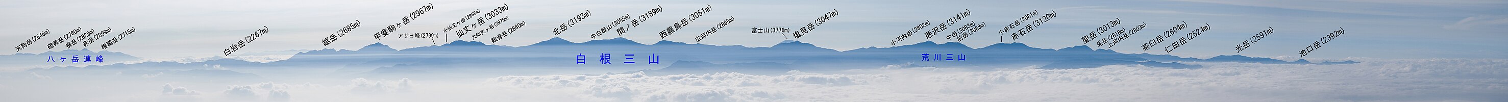 中央アルプス・空木岳より南アルプス全景