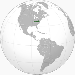 The Colony of Virginia with current country borders