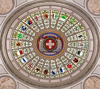 Cantonal coats of arms in the dome of the Federal Palace