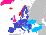 L'Union européenne et les pays candidats présents et passés.