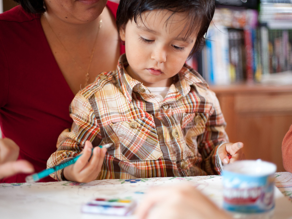 Young boy drawing pictures