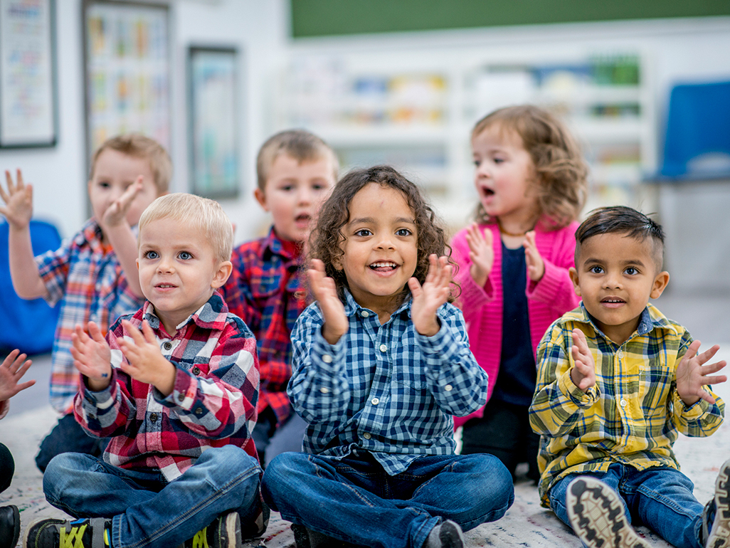 preschool children in their classroom