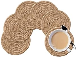 PartyStuff Jute Hand Braided Rustic Vintage Tea Coaster for Dining Table, Bedside Table, Tea Coaster, Chatni mat,...