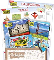 Highlights Which Way USA Travel Subscription Box For Kids Ages 7+ | Race Across the 50 States | Build Geograph