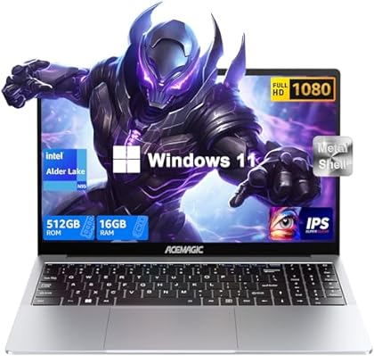 ACEMAGIC Laptop 16GB DDR4 512GB SSD, Intel 12th Gen Alder Lake N95(4C/4T 3.4GHz) Laptop Computer with Light Metal Design, ...