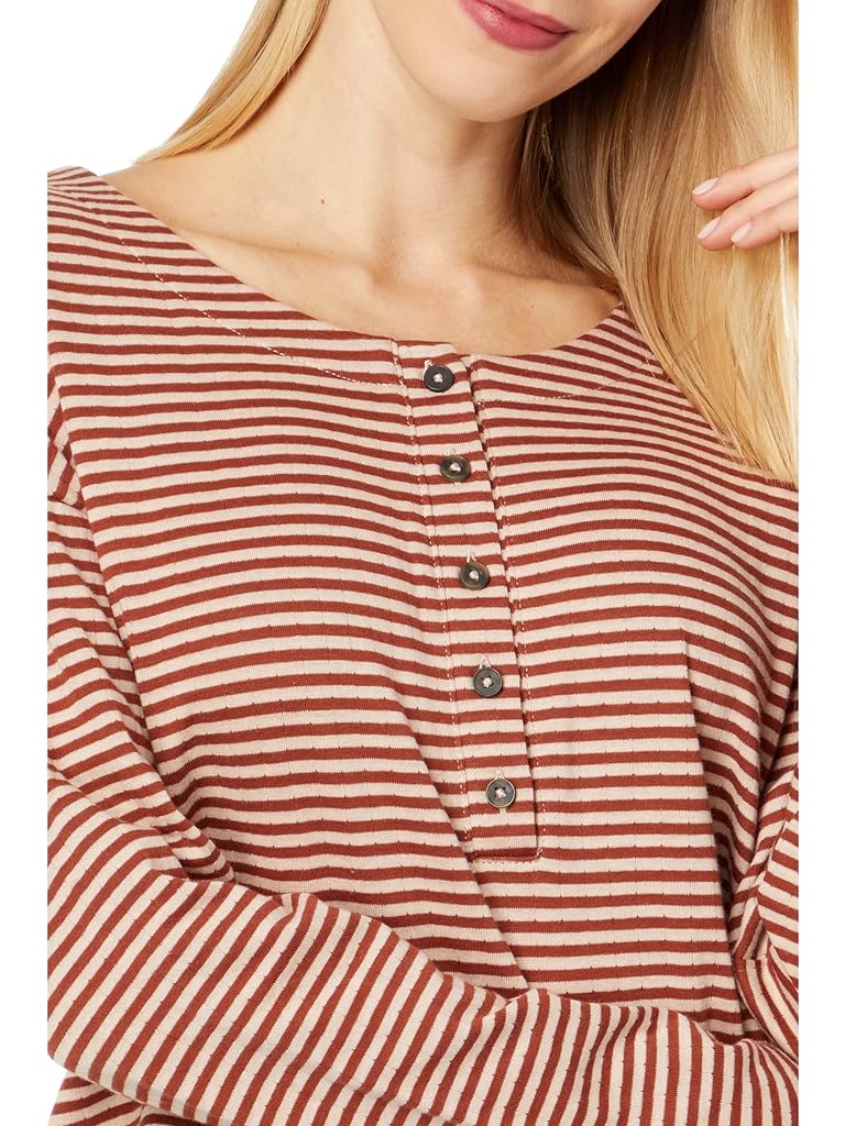 Red Madewell Hopscotch Henley Tee Stripe Mixing Double Face