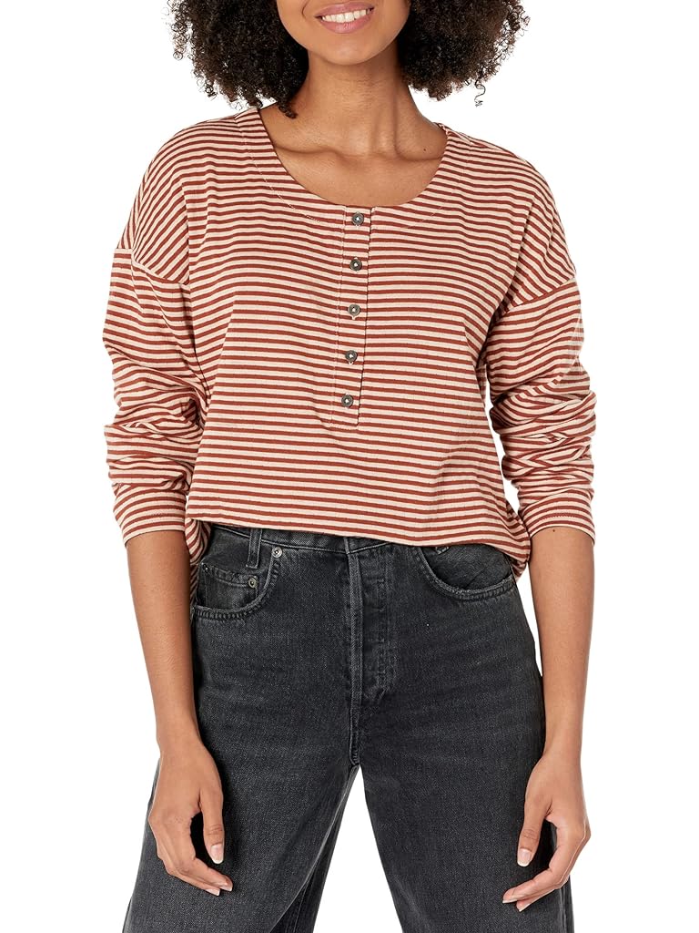 Red Madewell Hopscotch Henley Tee Stripe Mixing Double Face