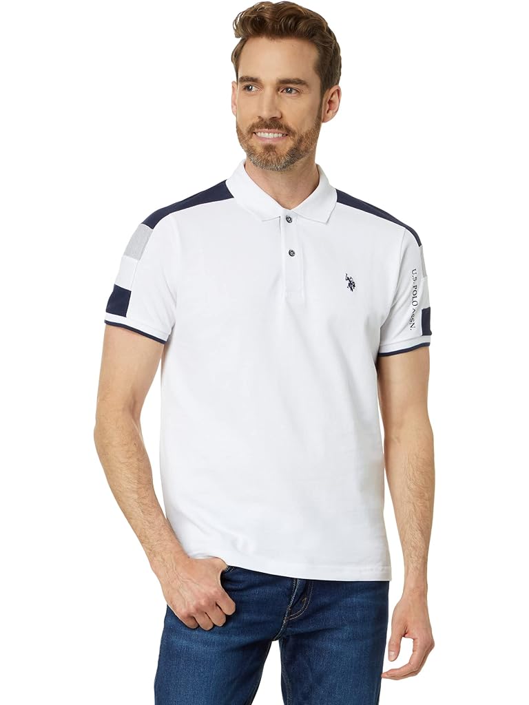 U.S. POLO ASSN. Short Sleeve Color-Block Pique Knit Polo Shirt