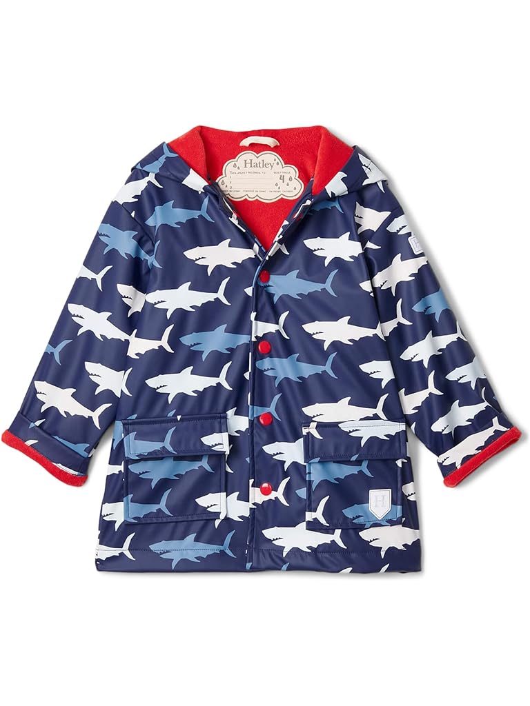 Hatley Kids Hungry Sharks Colour Changing Raincoat (Toddler/Little Kids/Big Kids)