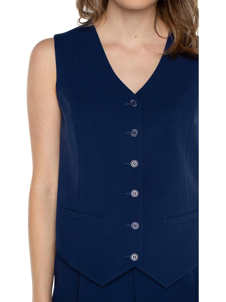 Liverpool Los Angeles Vest with Welt Pockets Luxe Stretch Suiting