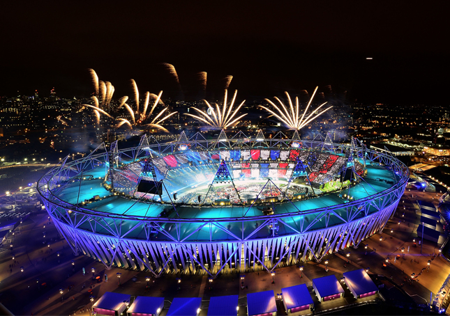 fireworks going off in the London stadium