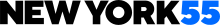 The words "New York 55" in a bold sans-serif font. "New York" is in black and "55" is in light blue.