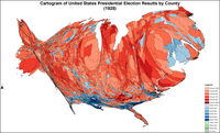 Cartogram of presidential election results by county