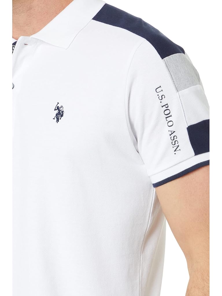 U.S. POLO ASSN. Short Sleeve Color-Block Pique Knit Polo Shirt