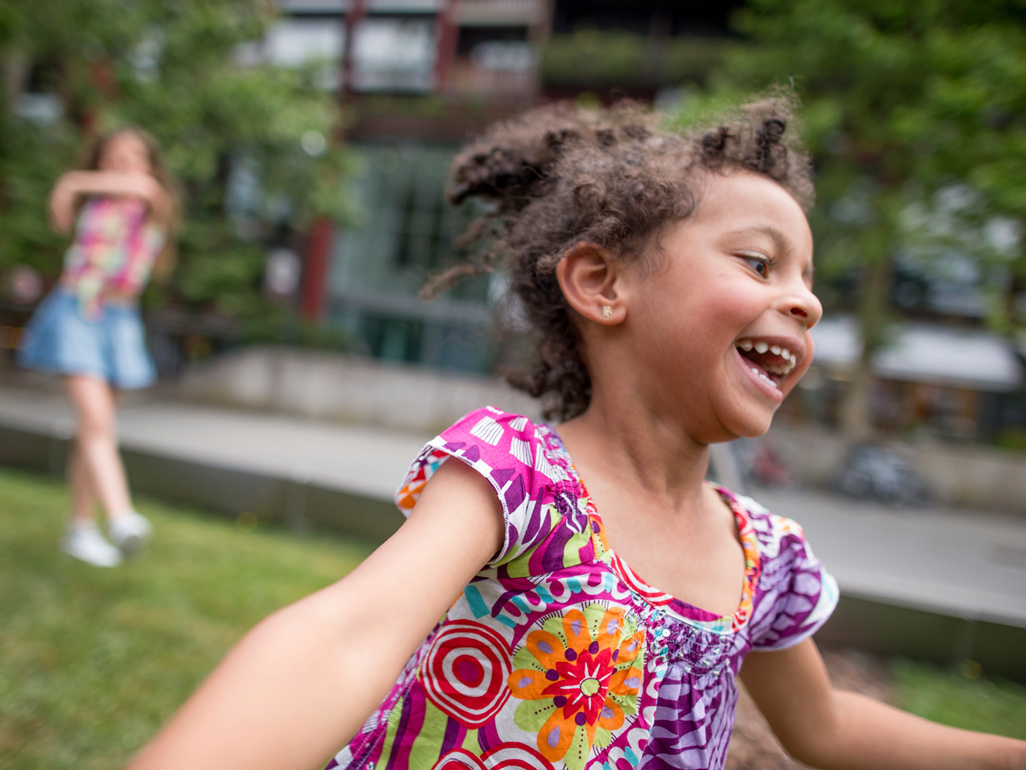 happy child playing outdoor game