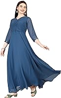 Imlie Women's Embroidered Georgette Regular Fit V-Neck Casual wear Maxi Gown (I-D-173316)