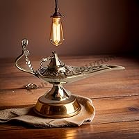 Salvus APP SOLUTIONS Antique Brass Miniature Aladdin's Chirag/Lamp for Vintage Home-Office Decor & Gift Showpiece...